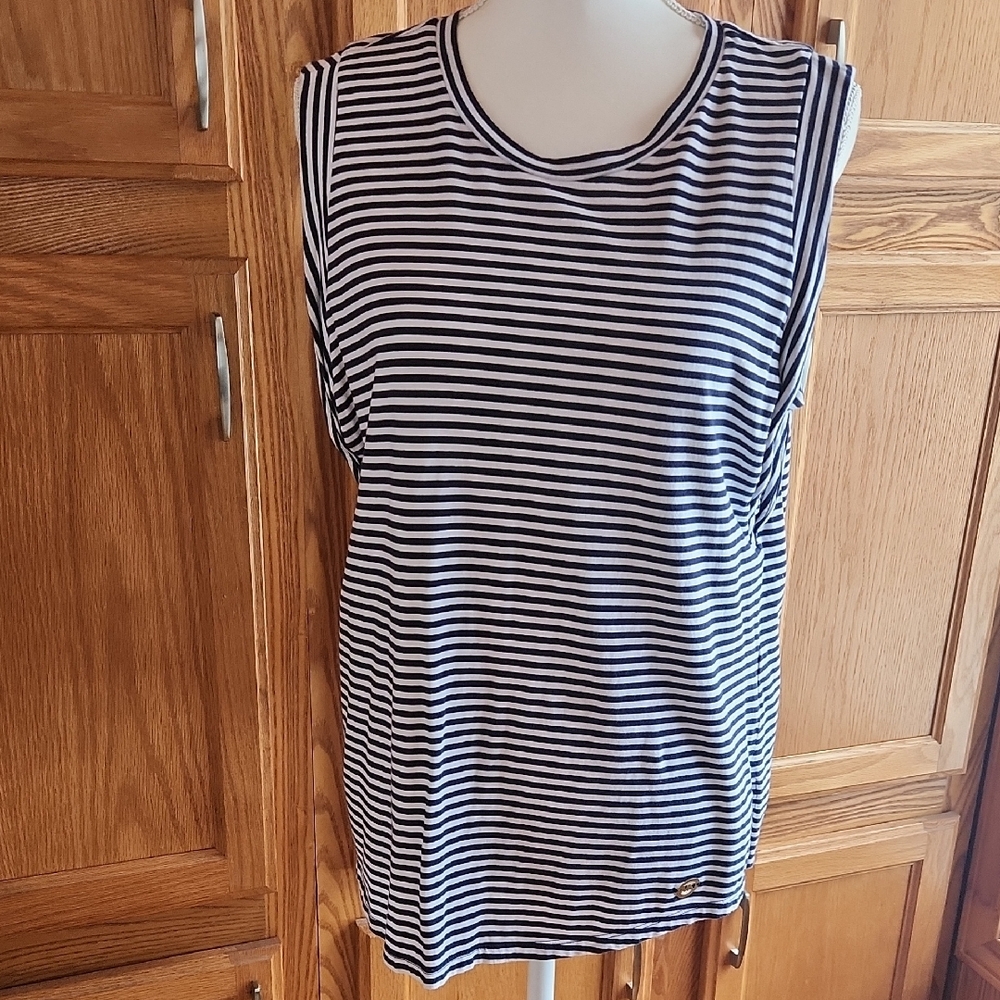 Michael Kors Blue and White Relaxed Top Size XL